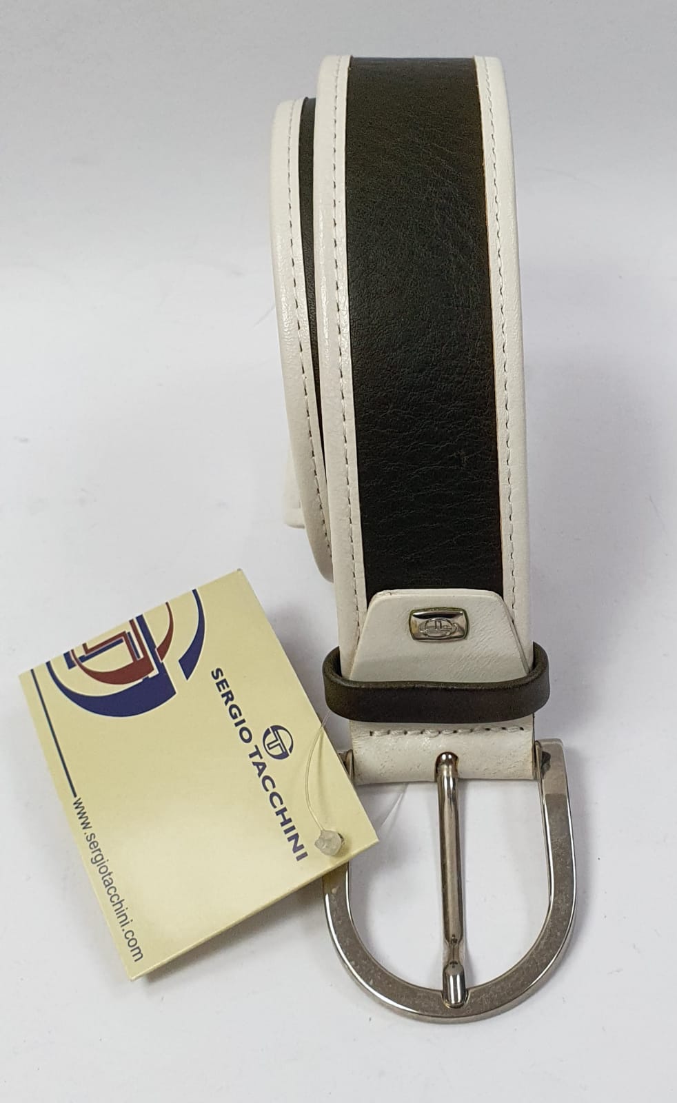 Cintura Uomo Sergio Tacchini art. C2500614302 bianca e testa di moro