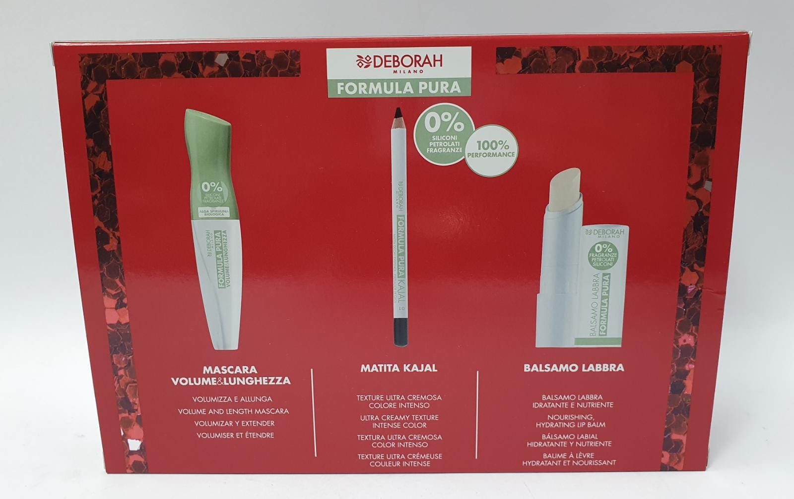 Kit/confezione regalo di deborah formula pura con mascara, matita e balsamo labbra
