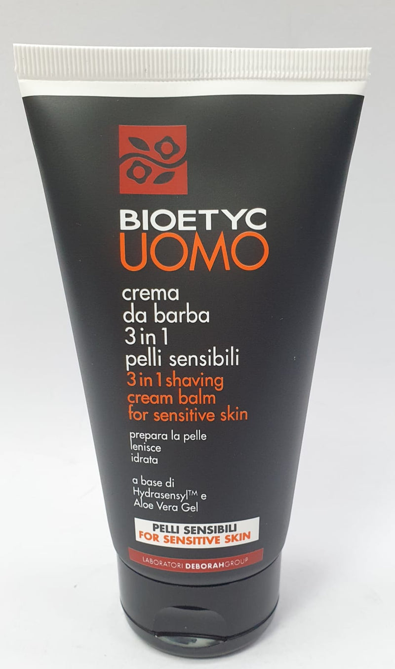 Crema da barba 3 in 1 per pelli sensibili di bioetyc uomo da 150 ml