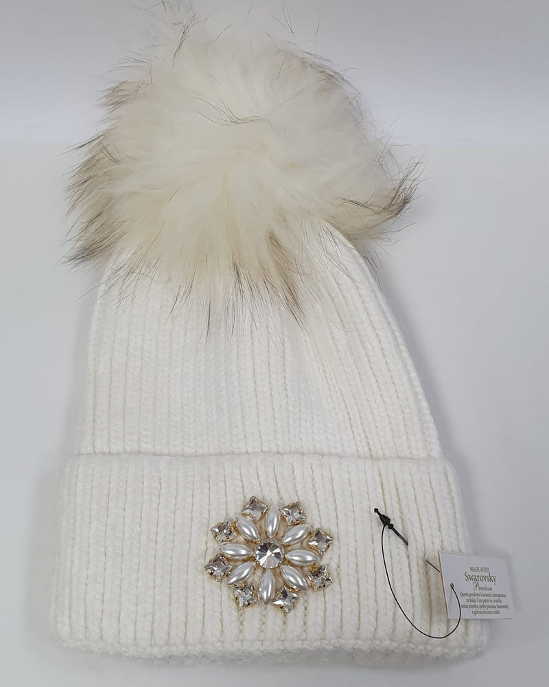 Cappollo donna di trik bijoux con applicazione swarovsky nero/ bianco/ panna