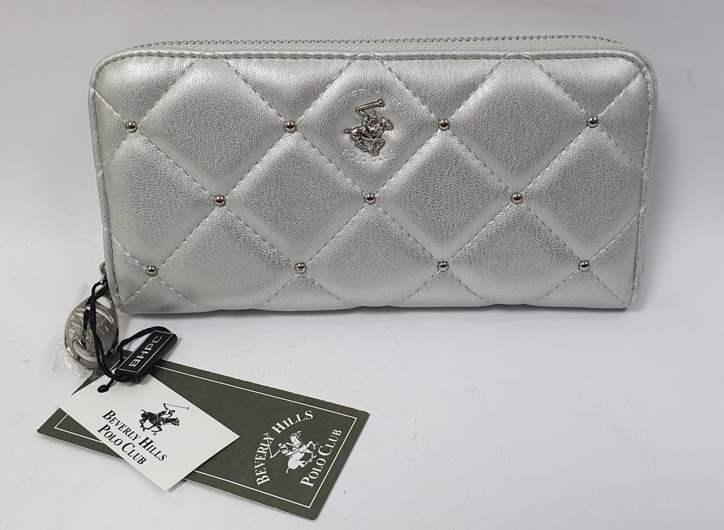 Portafoglio donna di beverly hills polo club trapuntato con borchiette 2405 bianco/ argento