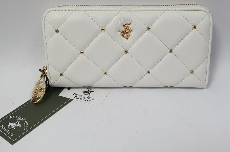 Portafoglio donna di beverly hills polo club trapuntato con borchiette 2405 bianco/ argento