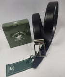 Cintura uomo in pelle  di polo club reversibile in Nero/ blu BH-09/35 tg 115/125/130
