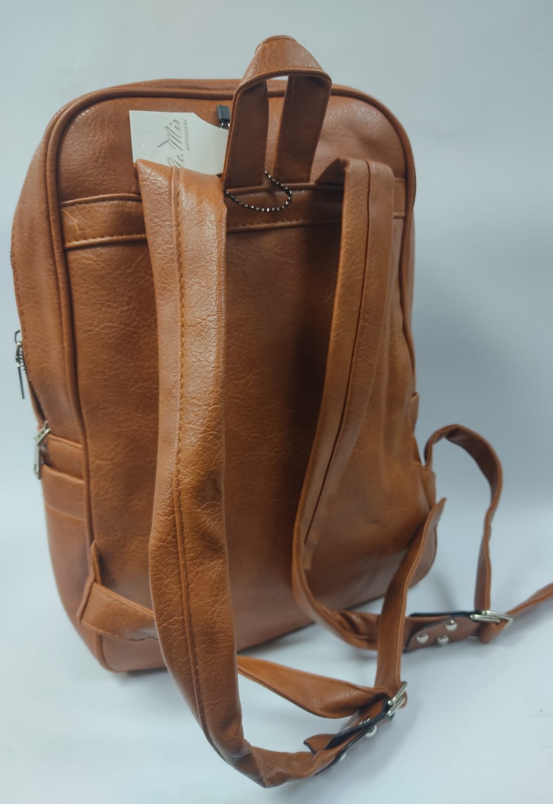 Zaino unisex linea Gemir forma rettangolare nero/ cuoio