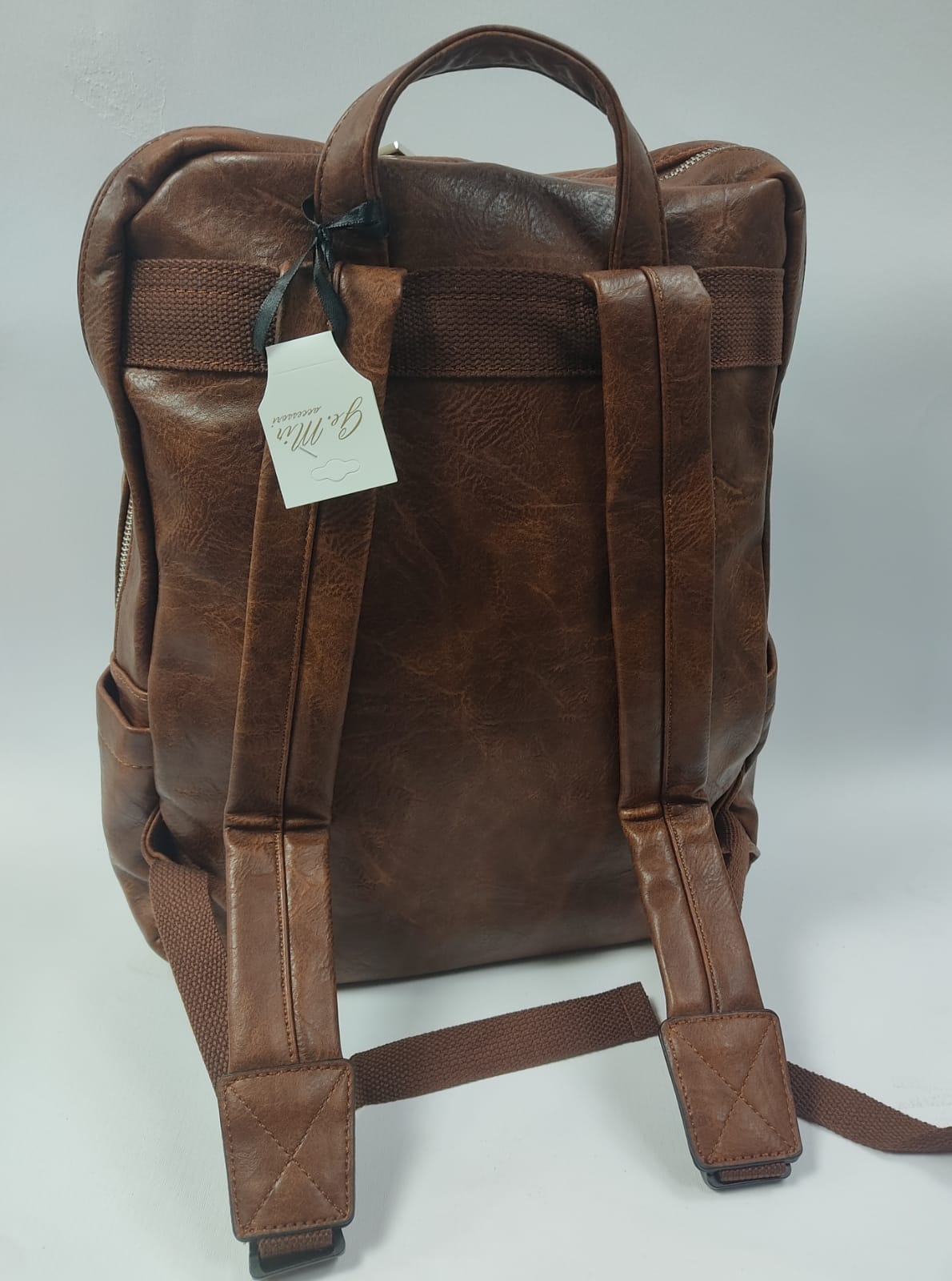Zaino unisex linea Gemir forma rettangolare nero/ cuoio