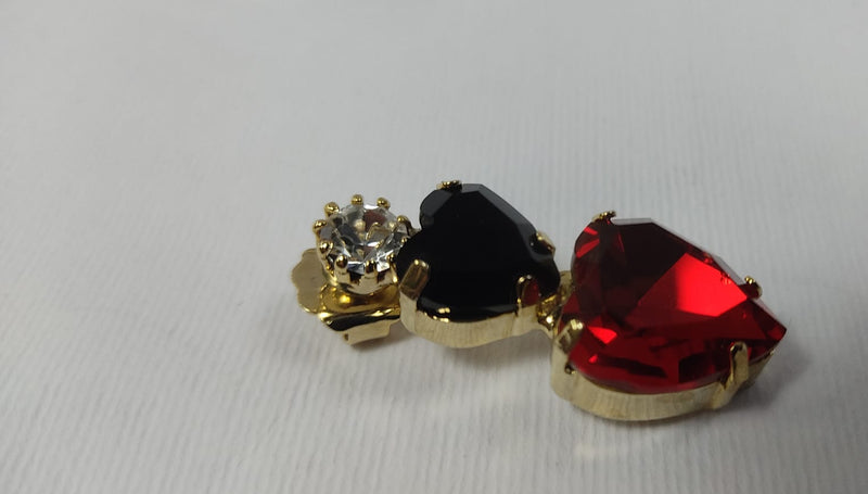 Orecchini donna di trik bijoux con cristalli e pendente a forma di cuore, vari colori.