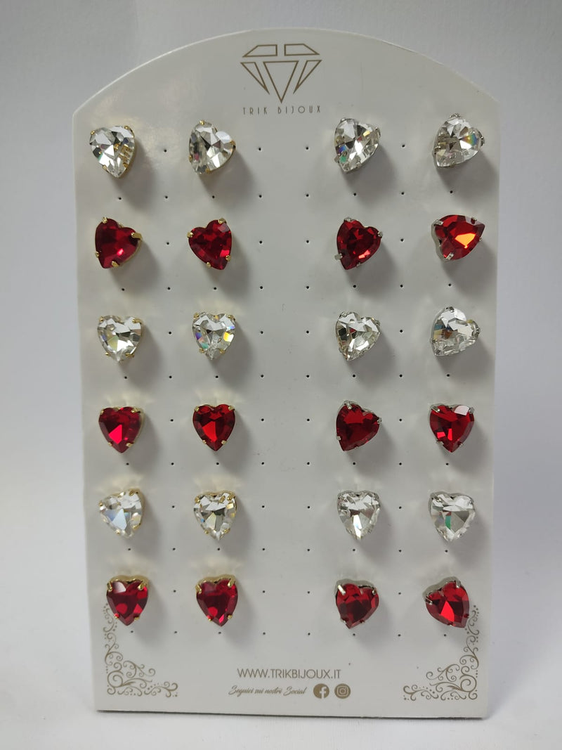 Orecchini donna di trik bijoux a lobo a forma di cuore di vari colori