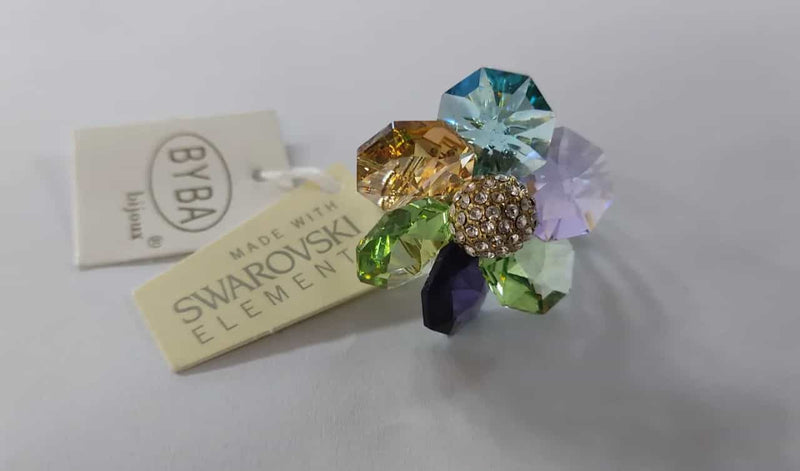 Anello donna di Byba Bijoux con swarovsky di vario colore e una piccola pallina con cristalli in argento