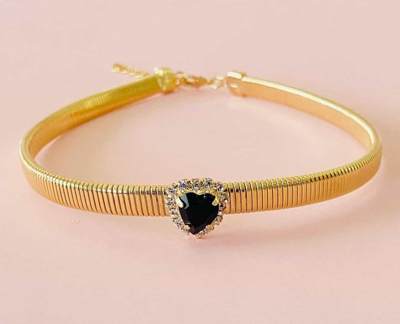 Bracciale donna di Byba bijoux con cristallo cuore nero/ argento