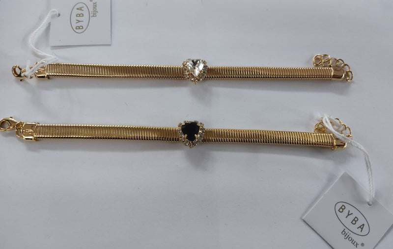 Bracciale donna di Byba bijoux con cristallo cuore nero/ argento