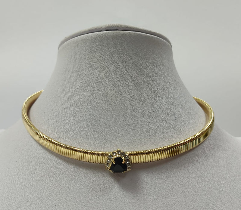 Girocollo donna di byba bijoux con cuore di cristallo nero/ argento