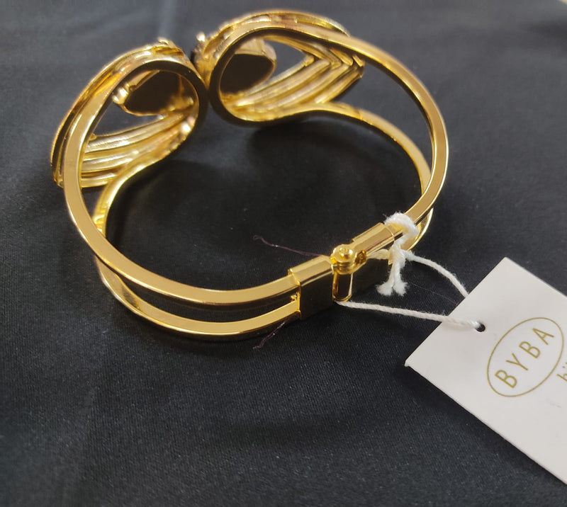 Bracciale donna di byba bijoux rigido montatura oro e cristallo nero/ verde