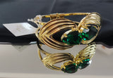 Bracciale donna di byba bijoux rigido montatura oro e cristallo nero/ verde
