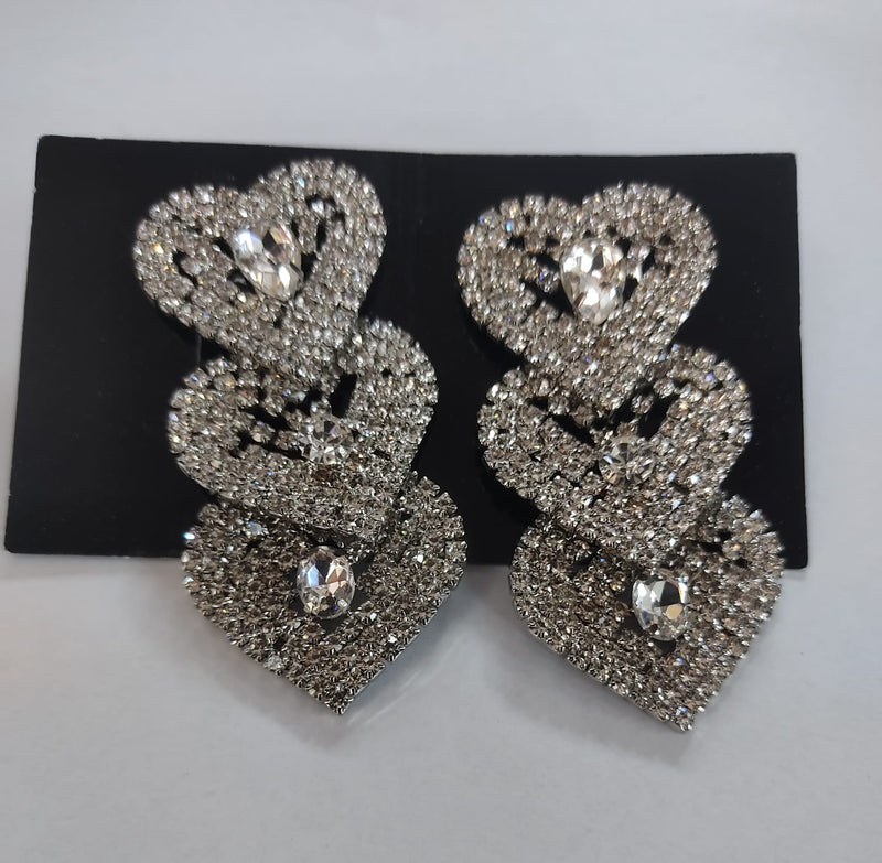 ORECCHINI TRIK BIJOUX STRASS LUNGHI CON CUORE