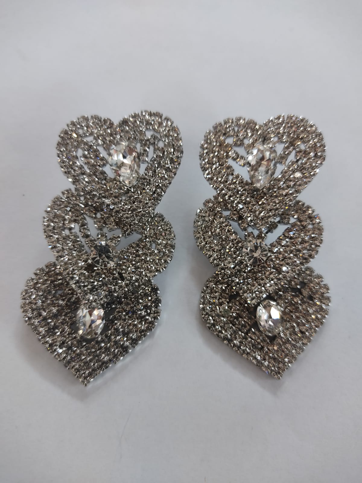 ORECCHINI TRIK BIJOUX STRASS LUNGHI CON CUORE
