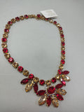 COLLANA TRIK BIJOUX CON STRASS ELEGANTE ORO/ROSSO