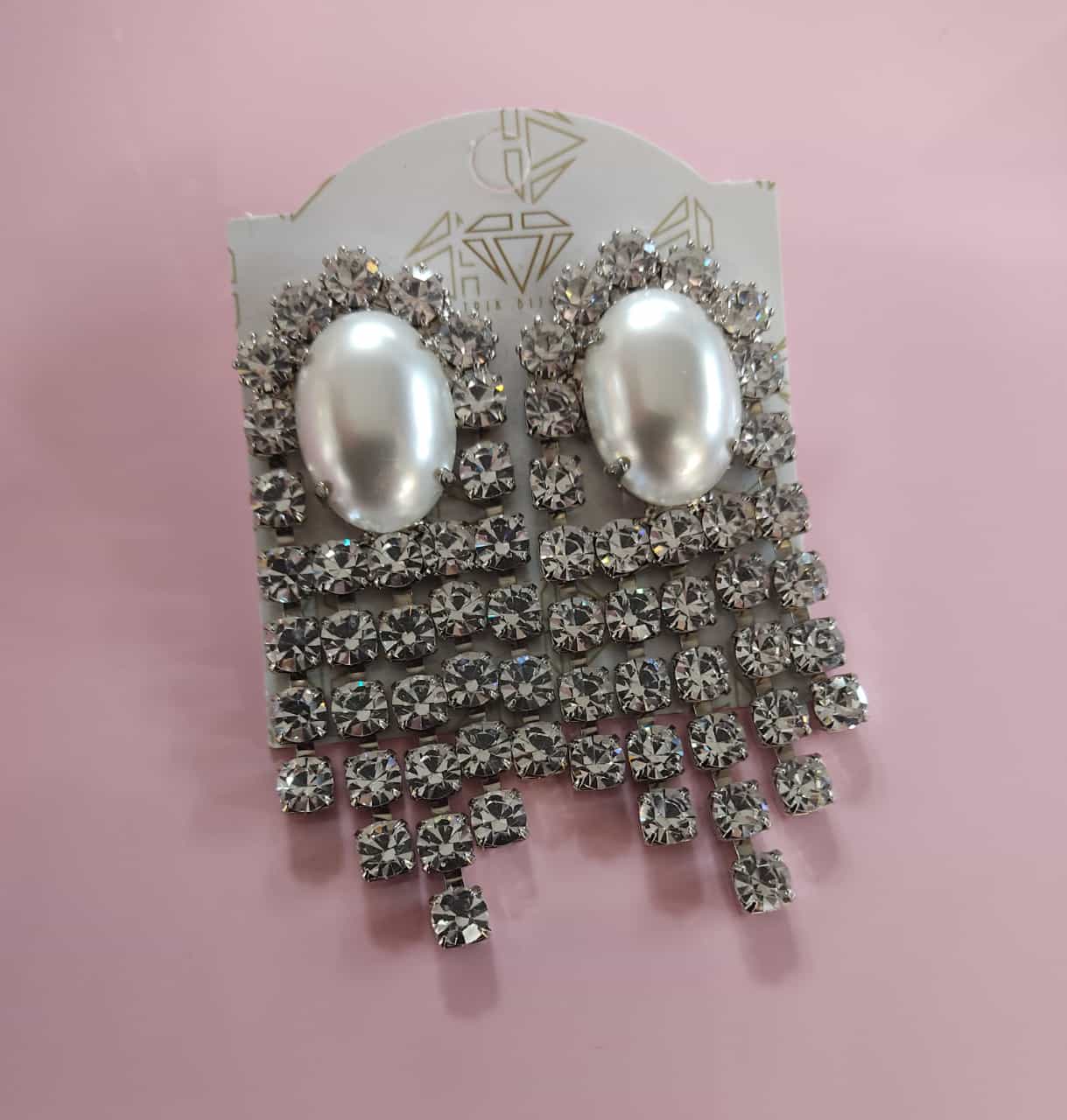 ORECCHINI DONNA TRIK BIJOUX  PENDENTI STRASS E PERLA