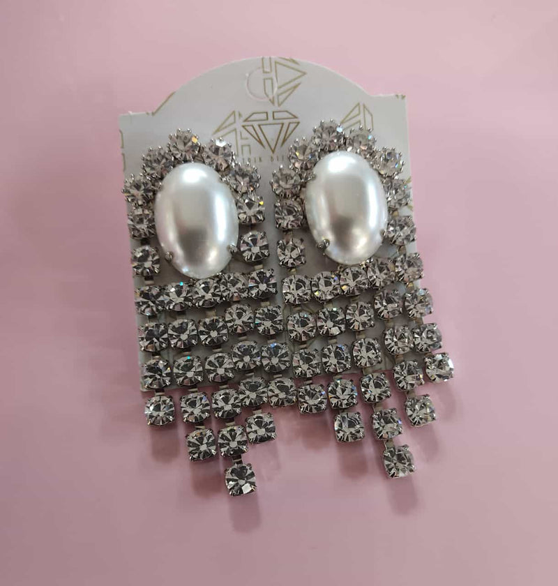 ORECCHINI DONNA TRIK BIJOUX  PENDENTI STRASS E PERLA