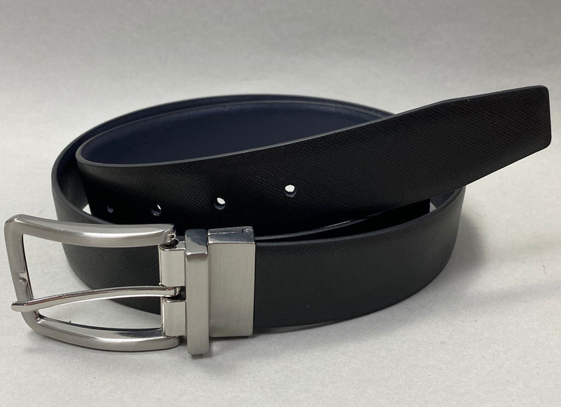 CINTURA UOMO PELLE REVERSIBILE NERO-BLU