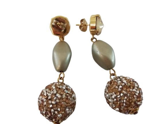 Byba Bijoux Orecchini Strass Oro con pietre Pendente