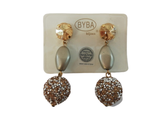 Byba Bijoux Orecchini Strass Oro con pietre Pendente