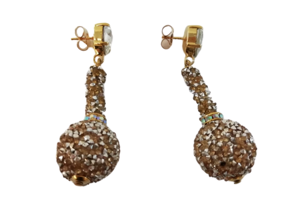 Byba Bijoux Orecchini Strass Oro e Argento con pietre a Grappolo