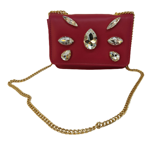 Gemir Borsa Vera Pelle Con Cristalli