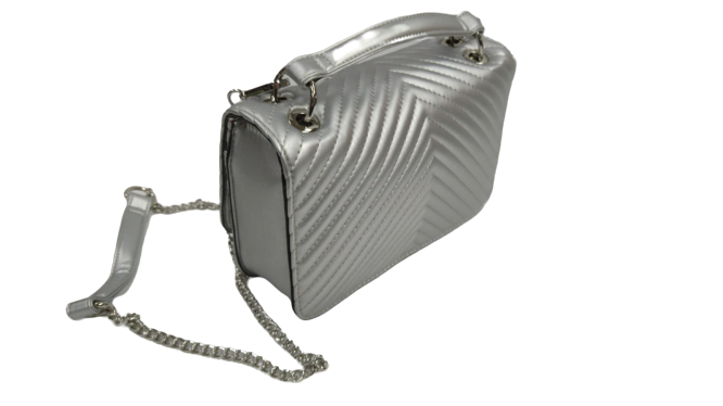 Beverly Hills Polo Club Borsa a Tracolla Silver BH2051 Media con catena Argento