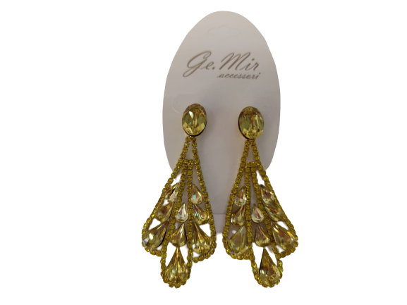 GEMIR - Orecchini pendenti con Strass - Giallo Oro