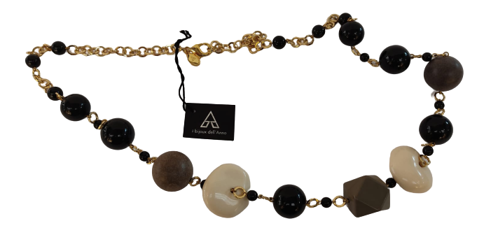 Collana Resina Lunga I BIJOUX dell'ANNO - Perle Nere & Pietre