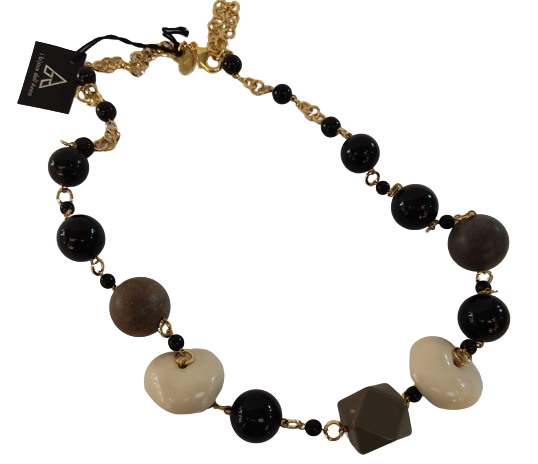 Collana Resina Lunga I BIJOUX dell'ANNO - Perle Nere & Pietre