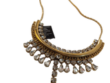Collana in Oro Lunga Rigida GEMIR - Con strass Bianco