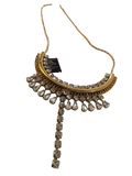 Collana in Oro Lunga Rigida GEMIR - Con strass Bianco
