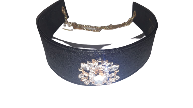 Cintura Donna in Pelle con Catene Oro TRIK BIJOUX - Viola / Nero