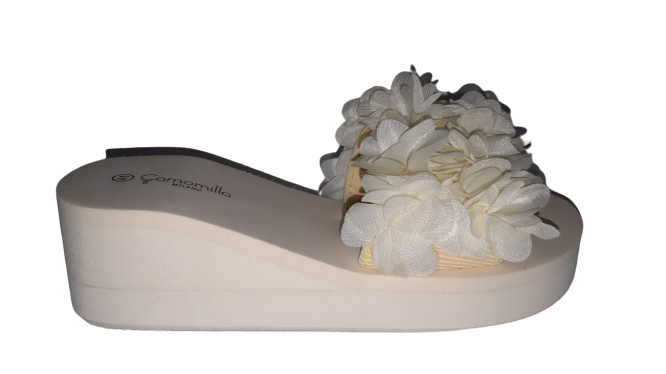 Pantofole con Fiore da Donna CAMOMILLA MILANO - Sliders Hoya 45294 - Avorio