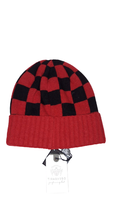 Cappello da Uomo TIRABASSO - Lana & Kashmir - Rosso Nero 80TRB025553