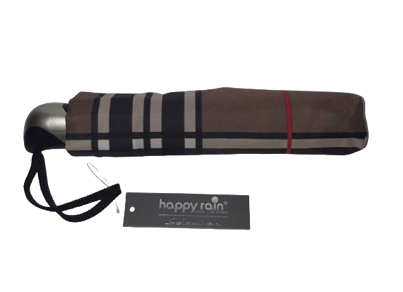 Ombrello Piccolo Unisex HAPPY RAIN DAY - Brown/ Grey Umbrella - Marrone&Grigio 34021
