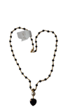 Collana di Perle con Ciondolo di Cuore Nero GEMIR - Pearl Necklace with Black Heart