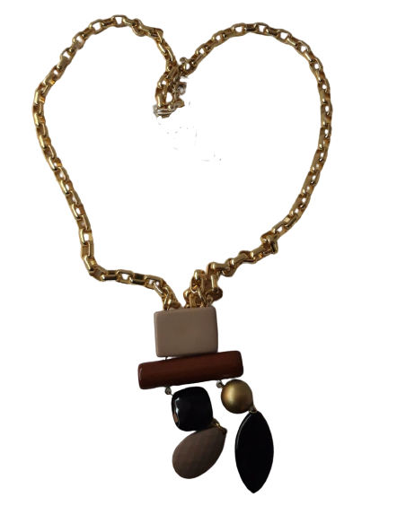 Collana di Catene D'Oro con Ciondolo Resina BYBA BIJOUX - Gold Chain necklace with Pendant/Swarovsky