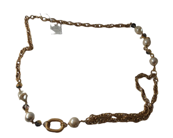 Collana di Catene & Perle + Con Pietre Dure Ciondolo BYBA BIJOUX - Chain & Pearl necklace with Pendant