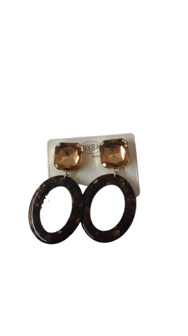 Cerchietto Orecchini Clip in Resina + Swarovsky  BYBA BIJOUX  - Marrone