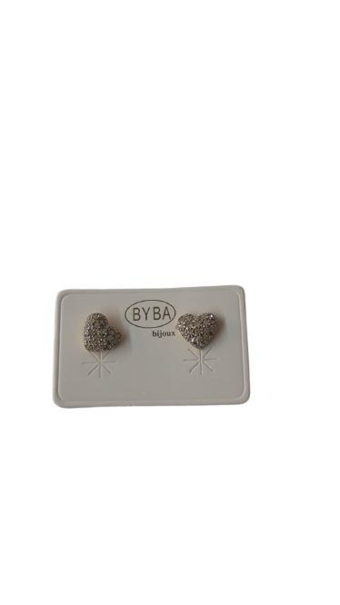 Orecchini Cuore D'argento in Strass BYBA BIJOUX  - Argento