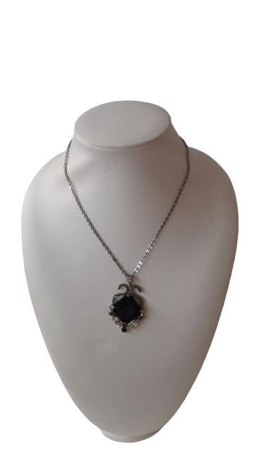 Collana di Catene Argento + Con Pietra Swarosvky Ciondolo BYBA BIJOUX - Silver Chain Necklace with Swarovsky