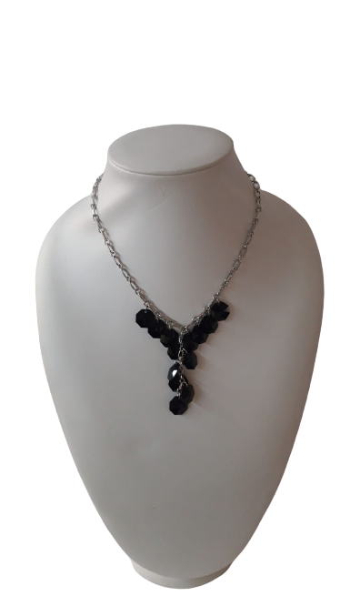 Collana di Catene Argento + Con Ciondolo Pietre Swarovsky colorati BYBA BIJOUX - Silver Chain Necklace with Swarovsky colorful stone - Rosa , Blu , Nero