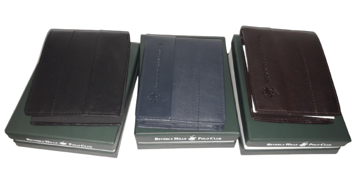 Portafoglio in Pelle Uomo BEVERLY HILLS POLO CLUB - Men Wallet - Moro/Nero/Blu BH-1383