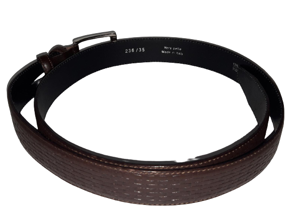 Cintura in Vera pelle MADE IN ITALY - Men's belt - Marrone scuro mattoni
