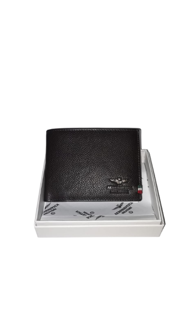 Portafoglio uomo vera pelle AERONAUTICA MILITARE - Leather Wallet Nero/Blu/Moro - AM-102