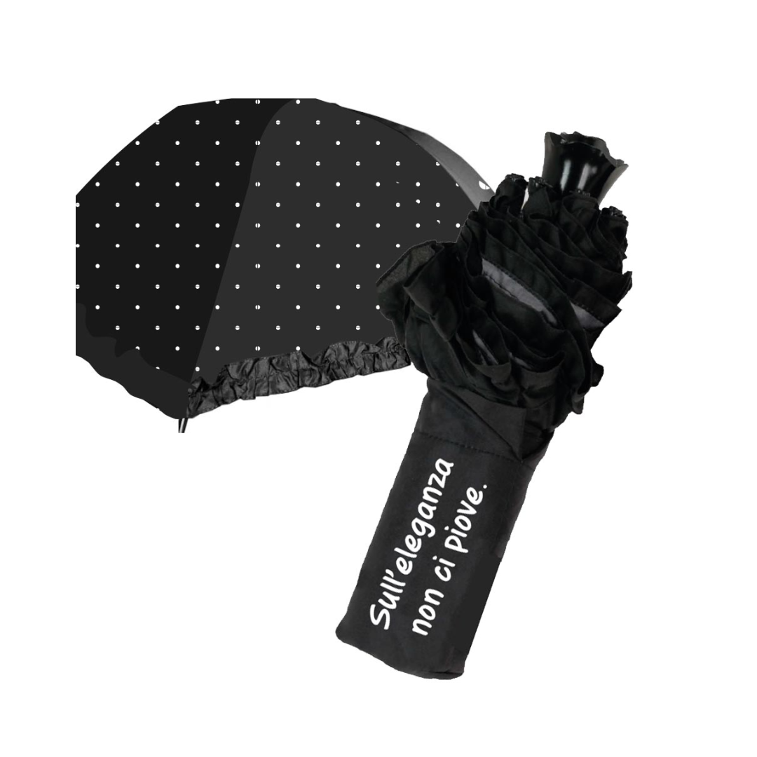 The Home Fusion Company Mini Ombrello Compatto Unisex – Nero, Leggero E Portatile, Con Cinghia, Ideale Per Viaggio E Borsa