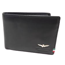 Portafoglio uomo vera pelle AERONAUTICA MILITARE - Leather Wallet Nero/Blu/Moro - AM-102