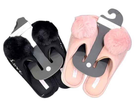 ciabatte donna di camomilla milano a tinta unita con pon pon centrale 53156 nero/ rosa